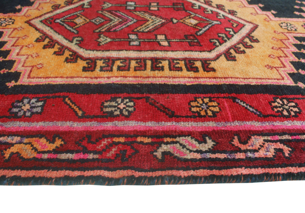 Fine Vintage Distressed Pegah Charcoal/Red Runner, 3'4x10'10