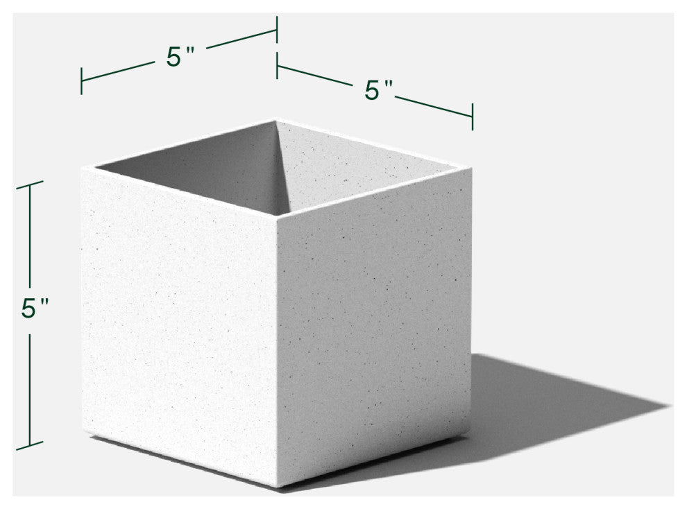 Veadek Geo Series Cube 5" Planter, White, 5 Inch, 2 Pack