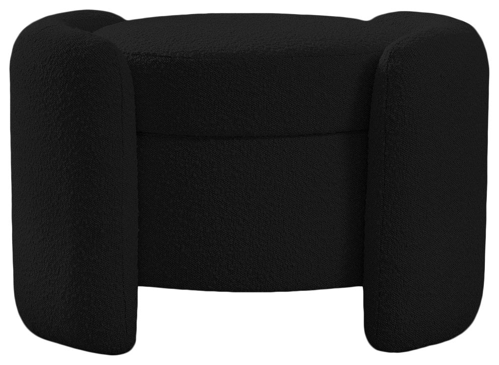 Horizon Boucle Fabric Upholstered Ottoman, Black