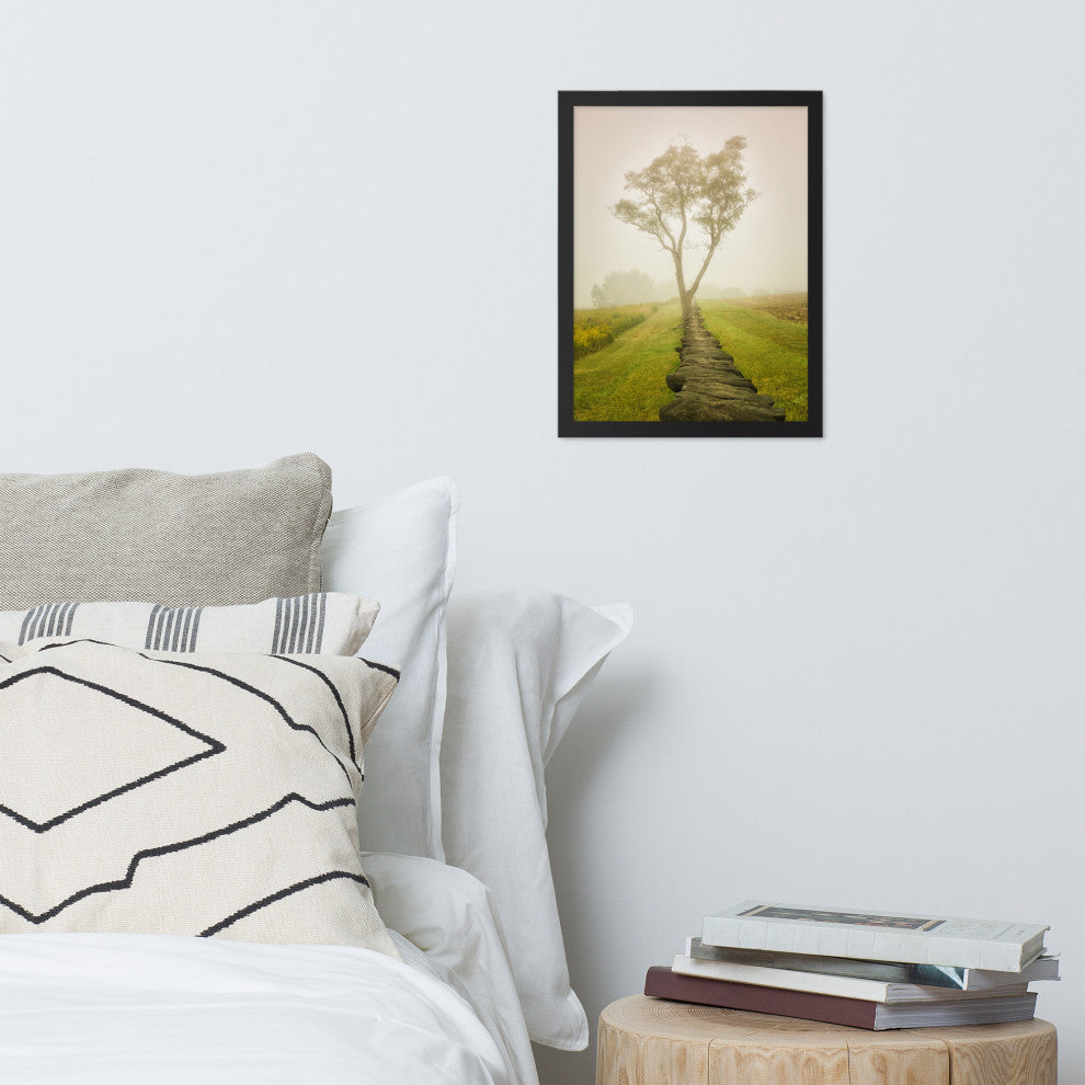 Calming Morning Rural Landscape Framed Photo Paper Wall Art Prints, Black, 12" X 16"