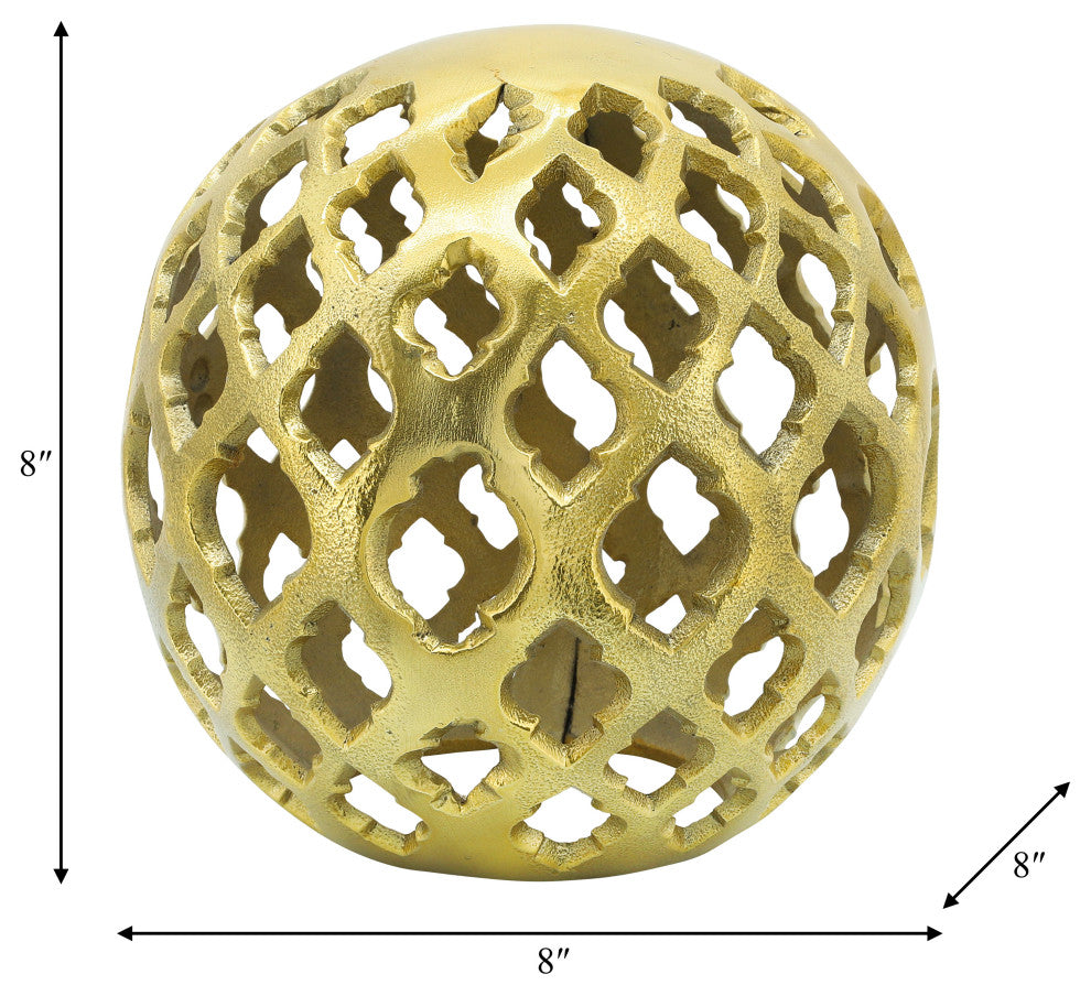 Metal, 8" Cut-Out Orb, Gold