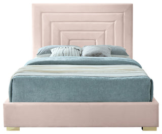 Nora Velvet Upholstered Bed, Pink, Queen