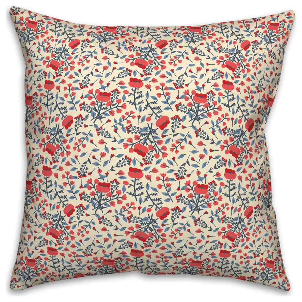 Patriotic Florals 20 x 20 Spun Poly Pillow