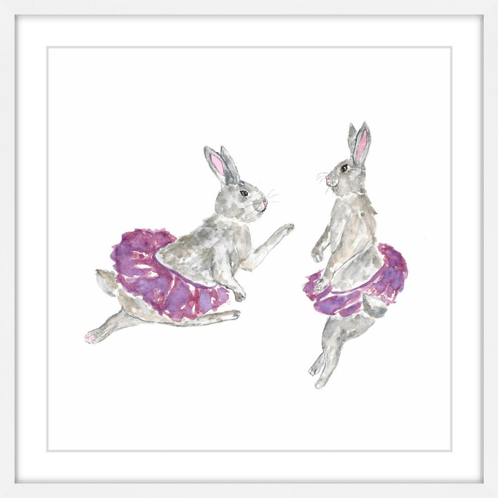 Marmont Hill, "Dancing Rabbits" by Thimble Sparrow Framed Painting Print, 32x32