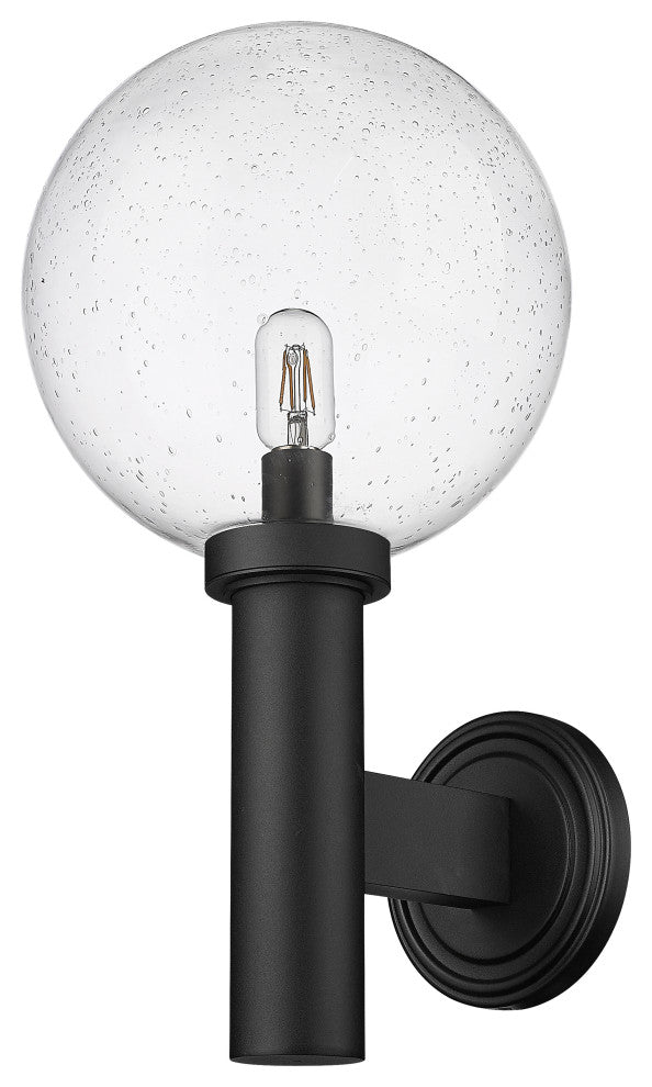 Zlite 599B-BK 1-Light Outdoor Wall Sconce, Clear Seedy