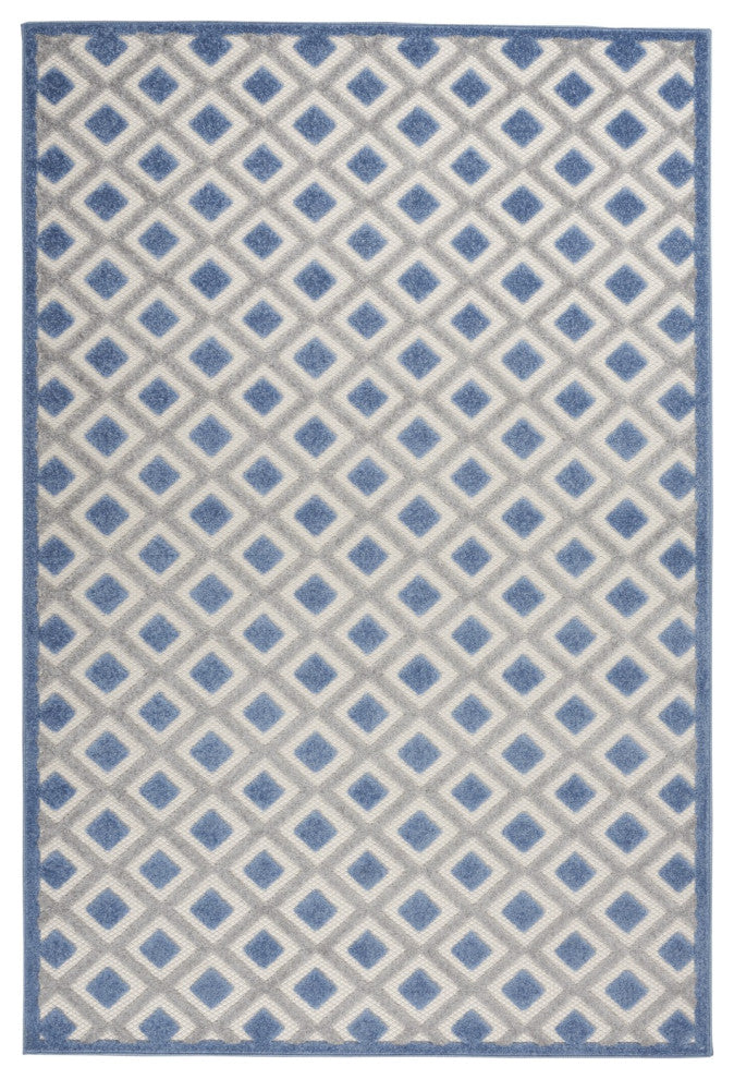 6 x 9 Blue and Gray Indoor Outdoor Area Rug