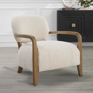 Uttermost 23772 Telluride 28"W Oak Framed Polyester Accent Chair - Oak / White