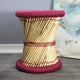 Natural Geo Moray Decorative Handwoven Jute Accent Stool, Maroon