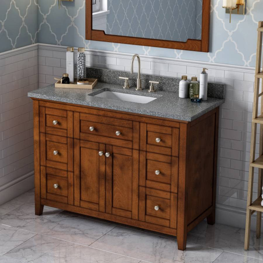 Chatham Traditional 48" Chocolate Single Sink Vanity, Boulder Cultured Marble Va