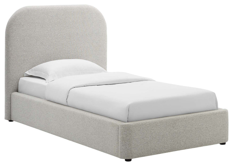 Keynote Upholstered Fabric Curved Twin Platform Bed