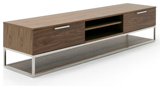 Modrest Heloise Modern Walnut and Stainless Steel TV Stand