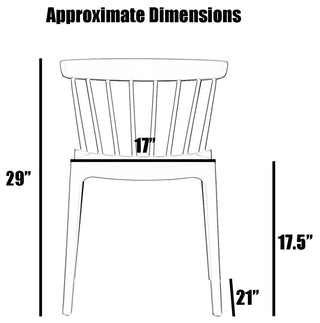 Set of 2 Dining Side Chairs, Plastic Indoor/Outdoor Stackable Patio Chair, Black