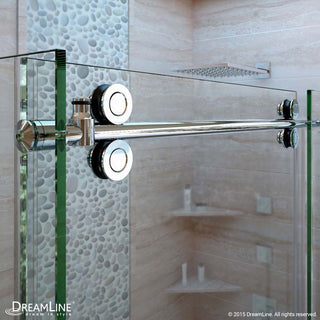 Enigma 68-72"W Fully Frameless Sliding Shower Door, Brushed Stainless Steel,