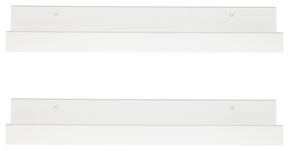 Levie Wooden Picture Ledge Wall Shelf Set, White 2 Piece