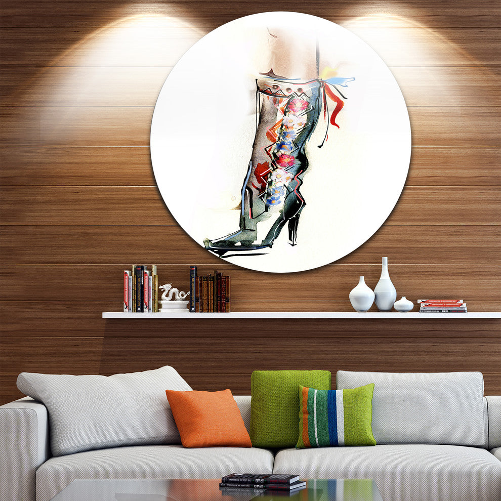 Decorative Shoe, Digital Round Wall Art, 23"