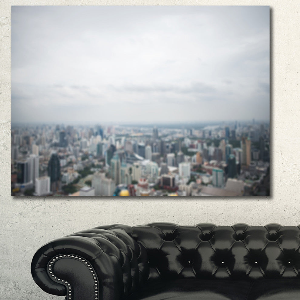 Panoramic Aerial View of Big City, Landscape Canvas Art Print, 60x40