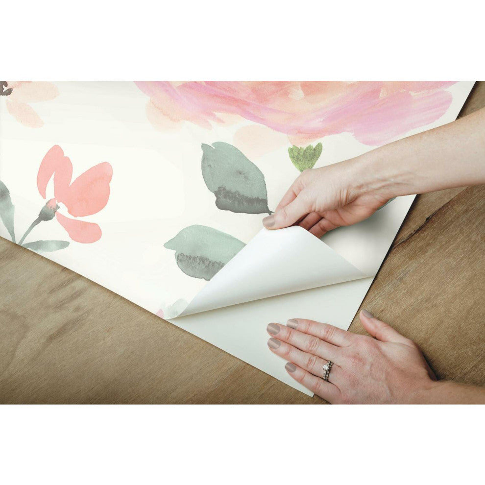 Watercolor Blooms Peel and Stick Wallpaper