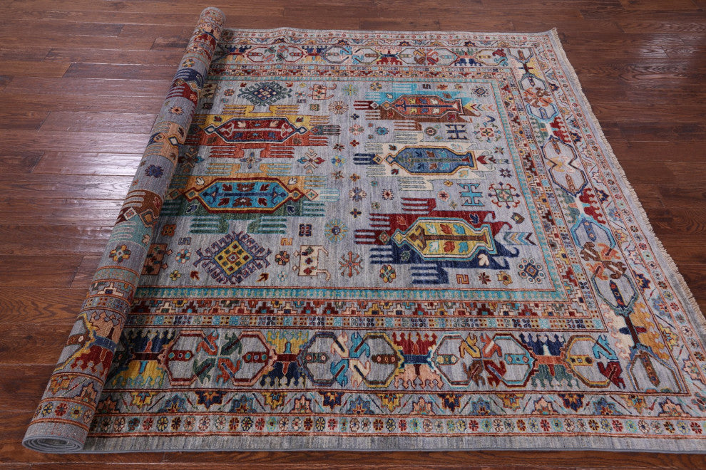 6' 11" X 9' 3" Tribal Fine Serapi Hand-Knotted Wool Rug - Q12497