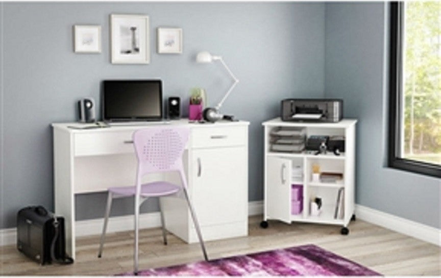 Modern Home Office Printer Stand Cart With Casters, White