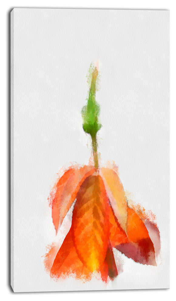Rose Flower Stem with Shed Petals, Large Floral Canvas Artwork, 16"x32"