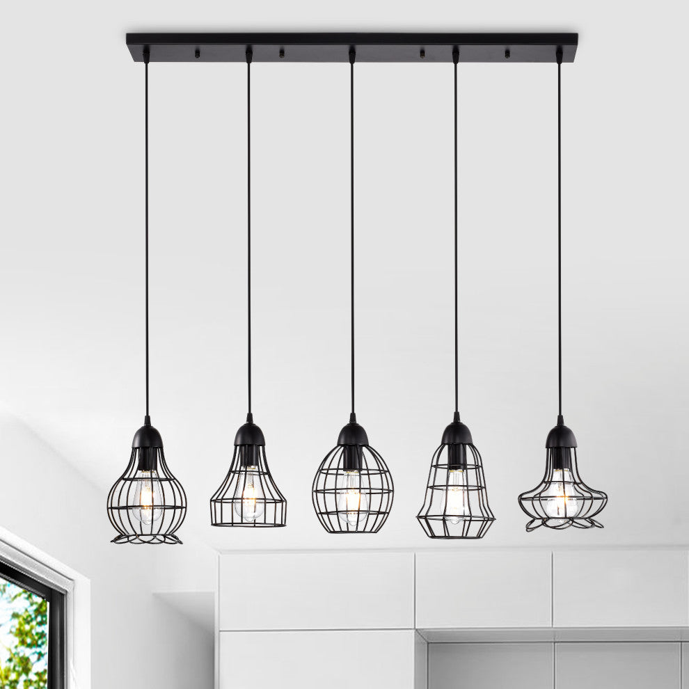 Thoas 5-Light Black Cluster Pendant