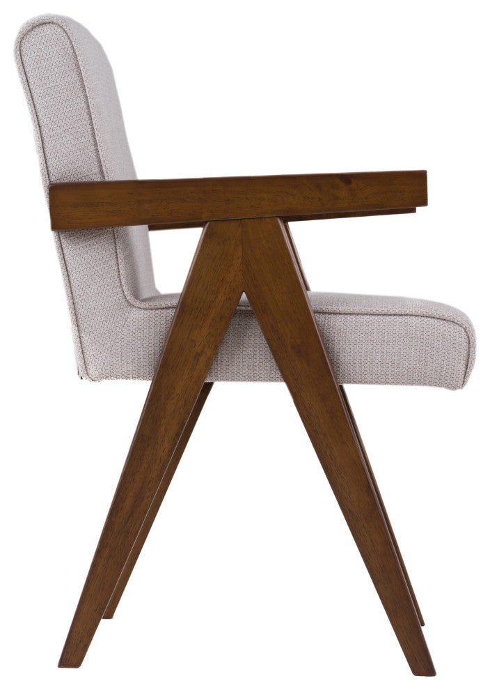 Modrest Joseline Modern Beige Fabric + Walnut Dining Chair, Set of 2