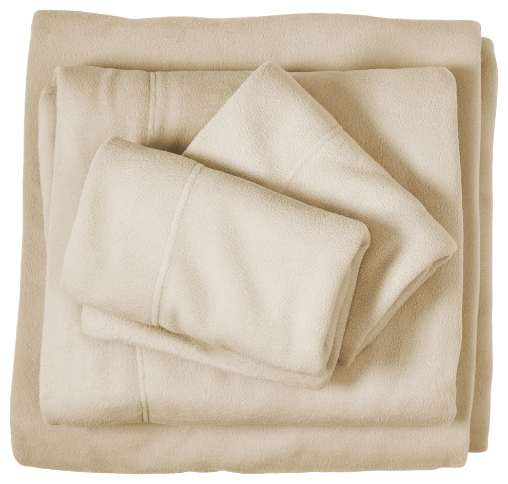 Bare Home Polar Fleece Sheet Set, Sand, Queen