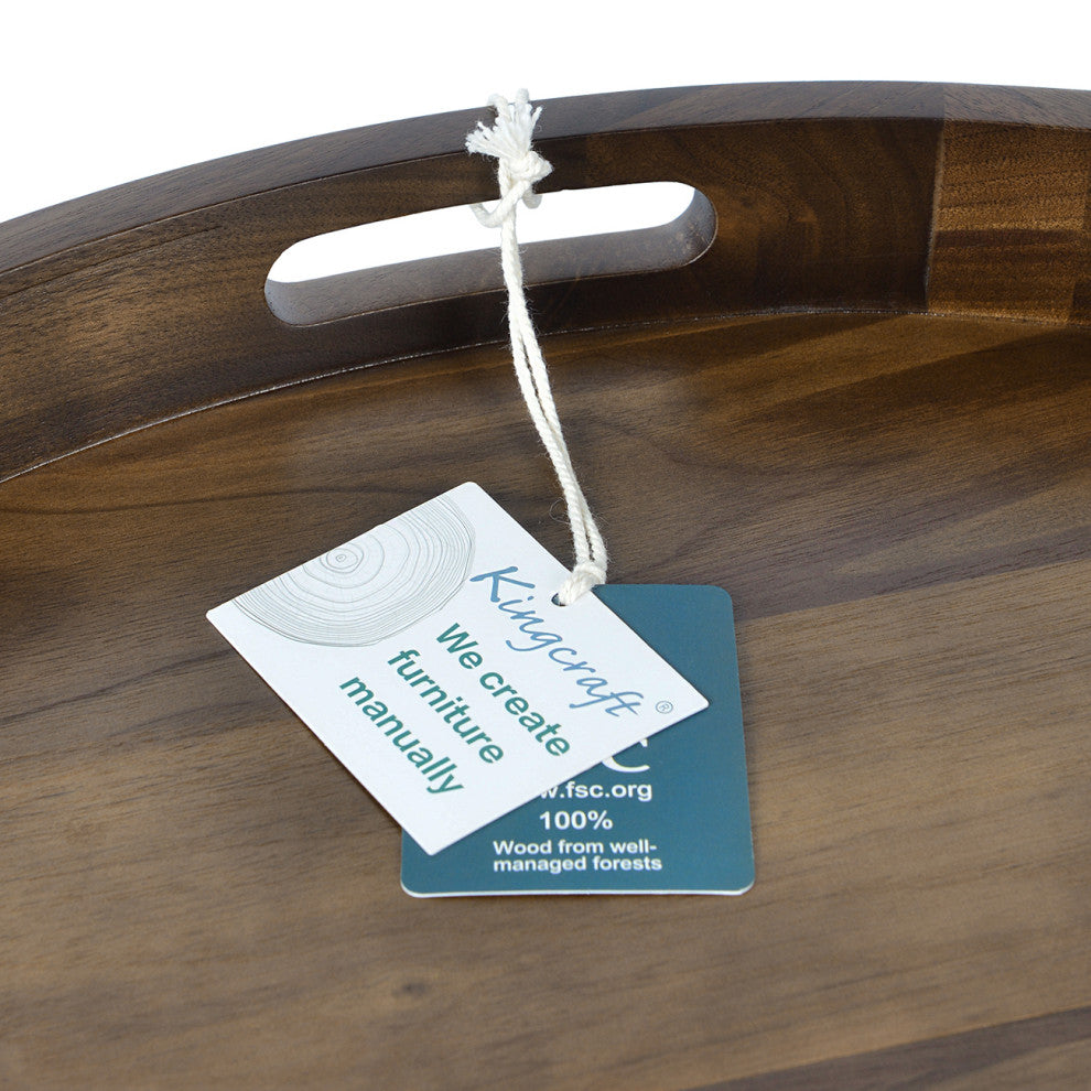 Round Black Walnut Solid Wood Tray Ottoman Tray, 24inch
