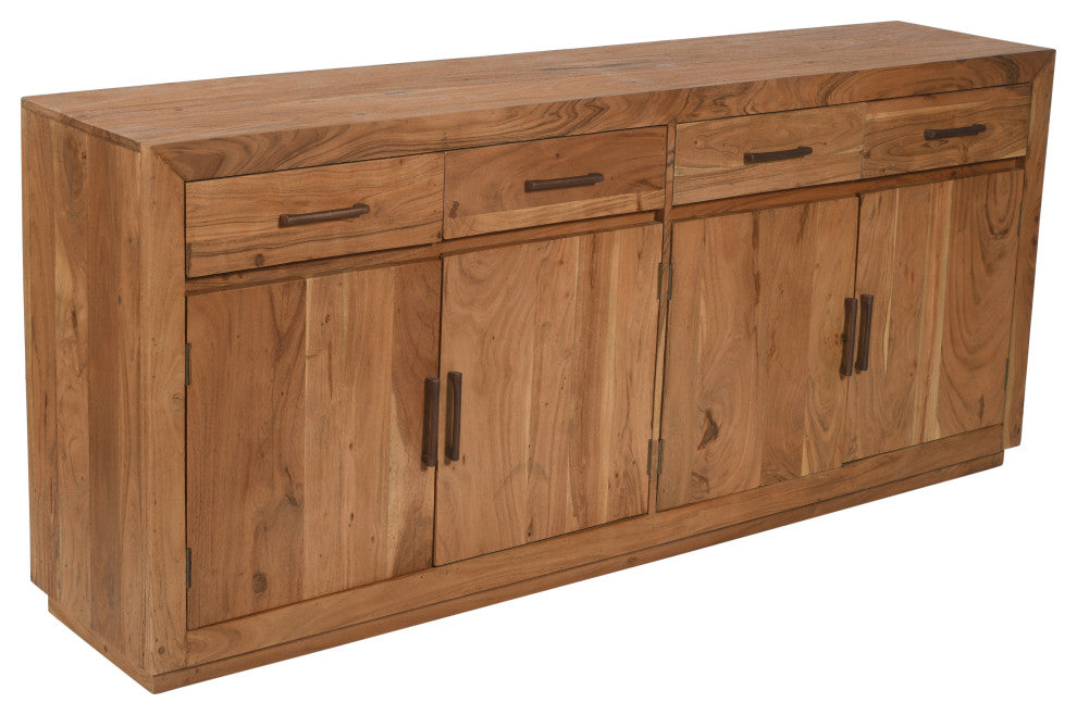 Fernious 4 Drawer 4 Door Sideboard, Natural Finish on Mango Solid Wood