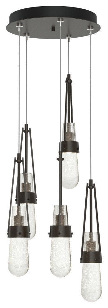 Link 5-Light Blown Glass Pendant - Oil Rubbed Bronze, Clear Bubble Glass