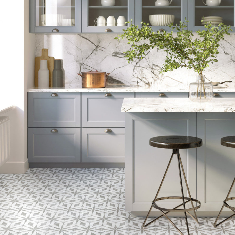 Llama Flower Loire Silver Smoke Porcelain Floor and Wall Tile
