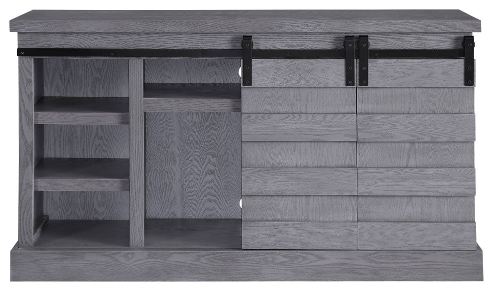 Amrita TV Stand WithFireplace, Gray Oak