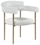 Blake Upholstered Dining Chair, Cream, Boucle Fabric, Brushed Brass, Set of 2