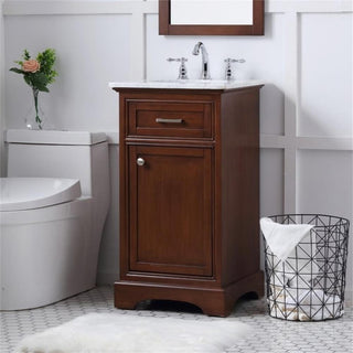 Elegant Decor Americana 19" Single Marble Top Bathroom Vanity in Teak