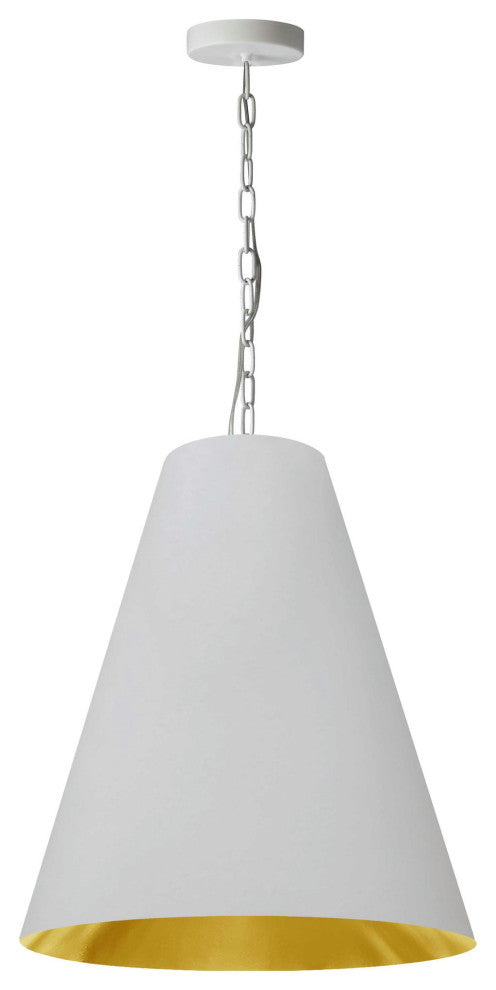 1 Light Medium Anaya Matte White Pendant with White/Gold Shade