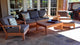 6-Piece Atnas Outdoor Teak Sofa Set With Sunbrella Cushions Dupione Celeste