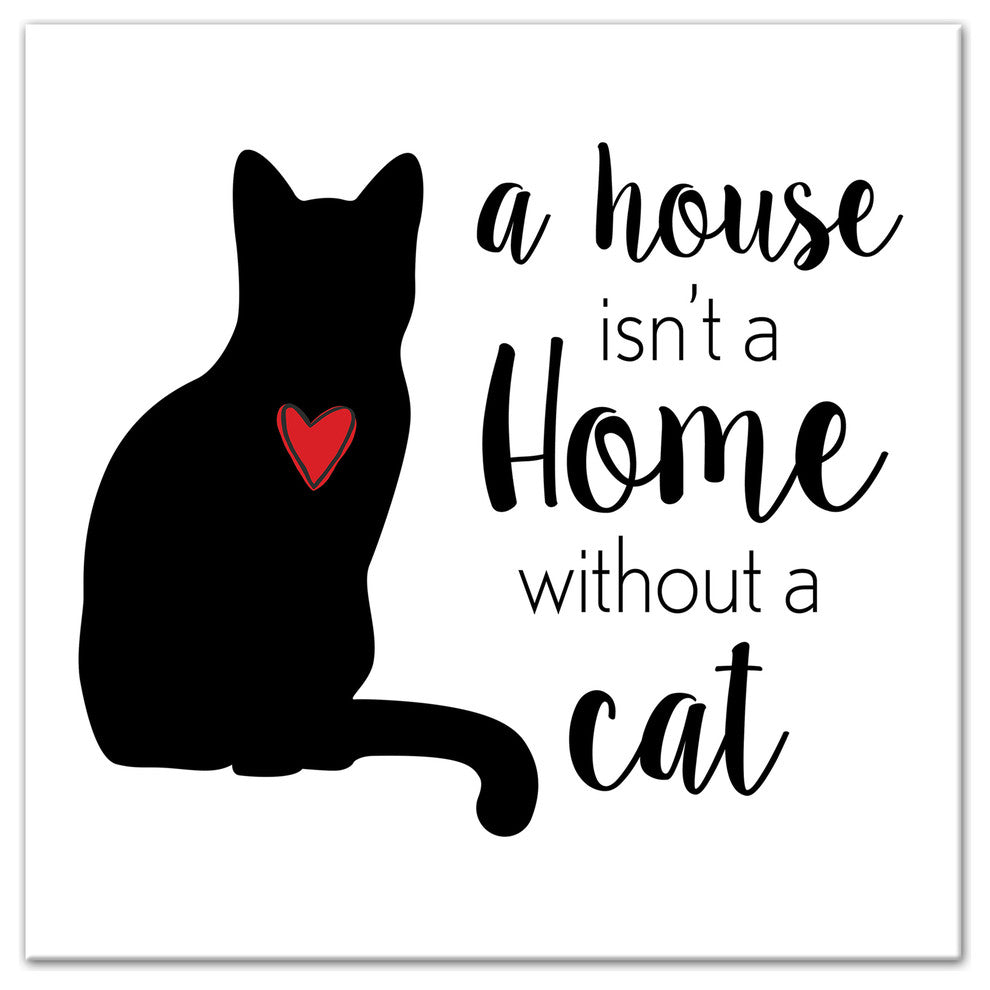 Designs Direct House Home Cat 16x16 Canvas Wall Art