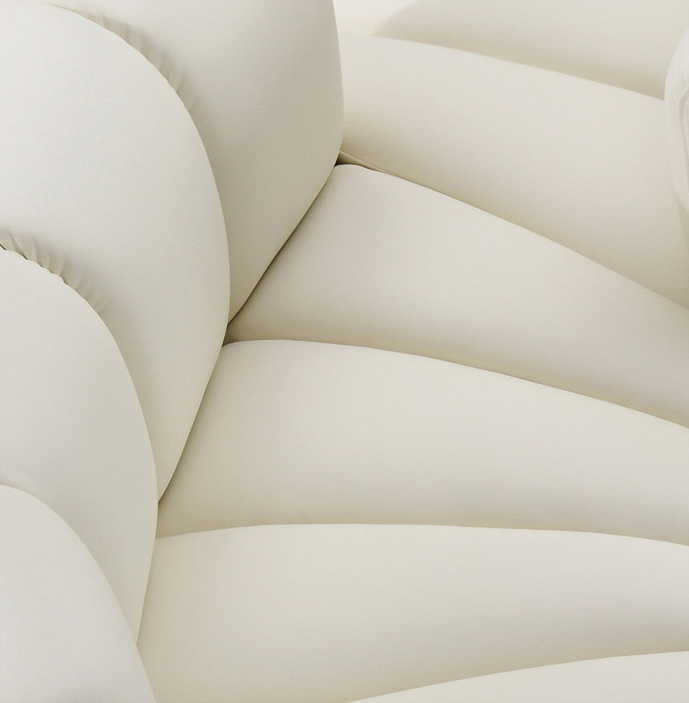 Arc Vegan Leather Upholstered 2-Pc. Inward Curved Modular Sectional, Cream