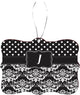 Letter J Black & White Damask Dots Design Rectangle Christmas Tree Ornament