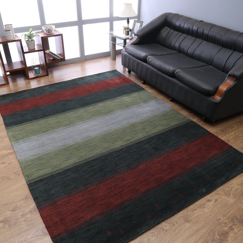 HAND KNOTTED LOOM WOOL ECO - FRIENDLY AREA RUGS  - Multicolor,Contemporary