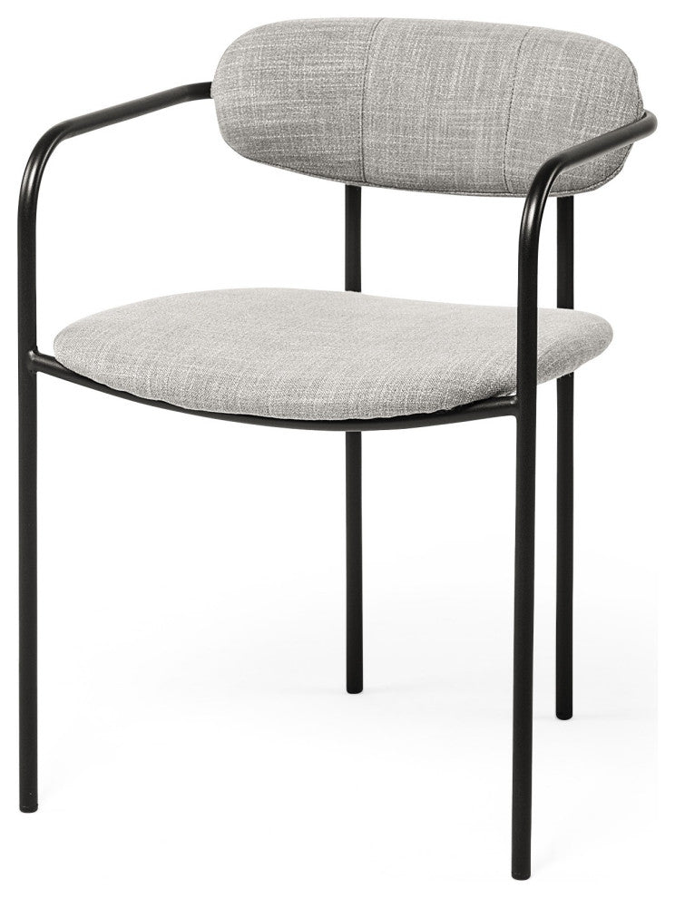Set of 2 Black and Heathered Gray Dining Chairs