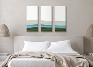 Blue Lake Canvas Art Set by The Creative Bunch Studio, Assorted 3 Piece 12x28