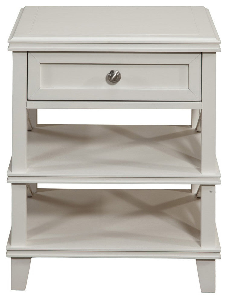 White 1 Drawer With Shelves Nightstand