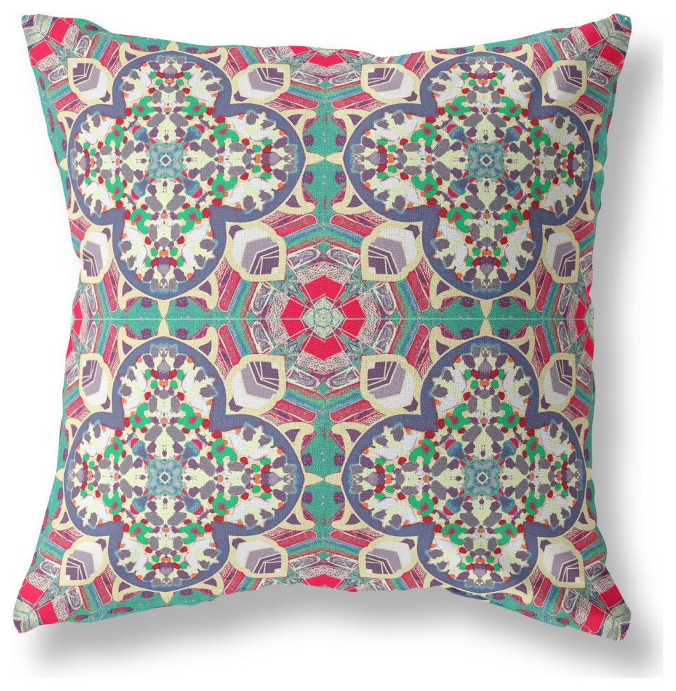 16" Gray Pink Cloverleaf Boho Suede Throw Pillow