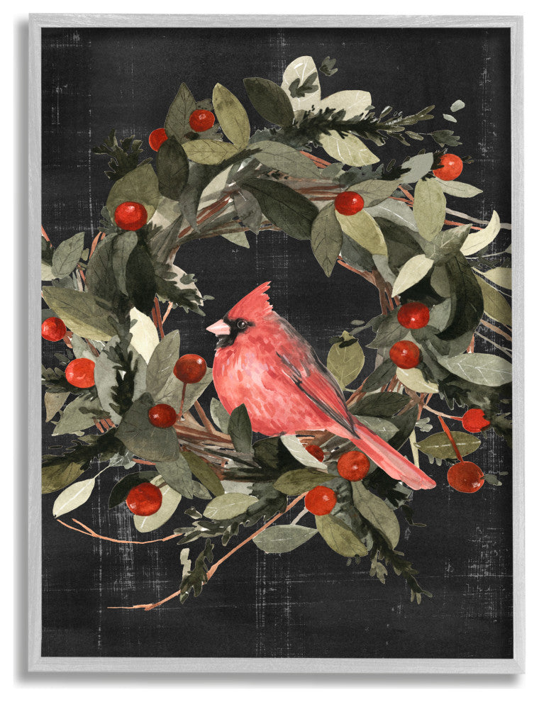 Red Cardinal In Wreath Design, 24 x 30