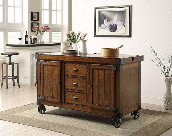 Aldric Distressed Tobacco Industrial Serving Cart