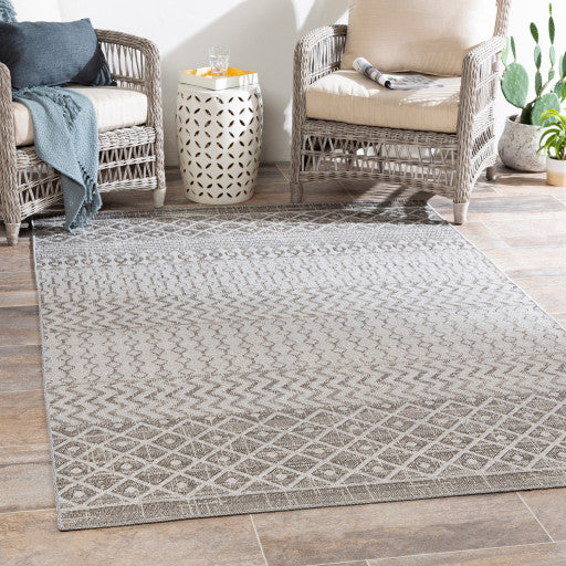 Surya Veranda VRD-2305 5'3"x7'3" Rug, Black/Ivory/Dark Brown/Taupe