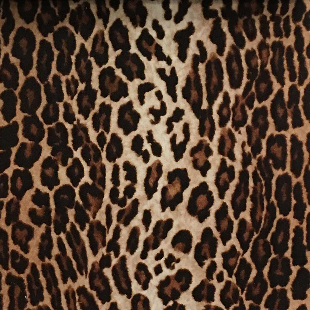 Safari Leopard Velvet Fabric, Brown With Backing, With Backing