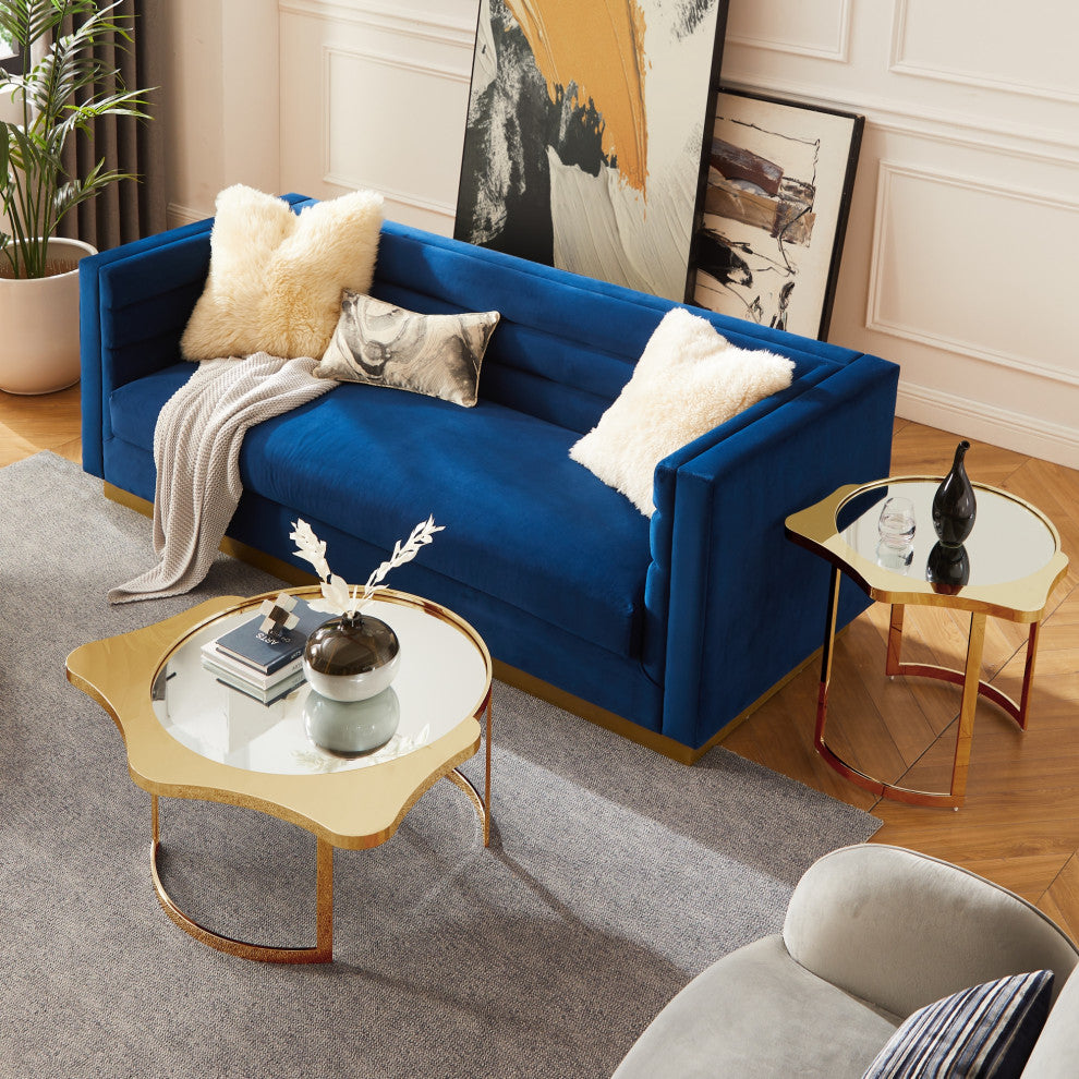 Inspired Home Xayden End Table, Mirrored Top, Gold