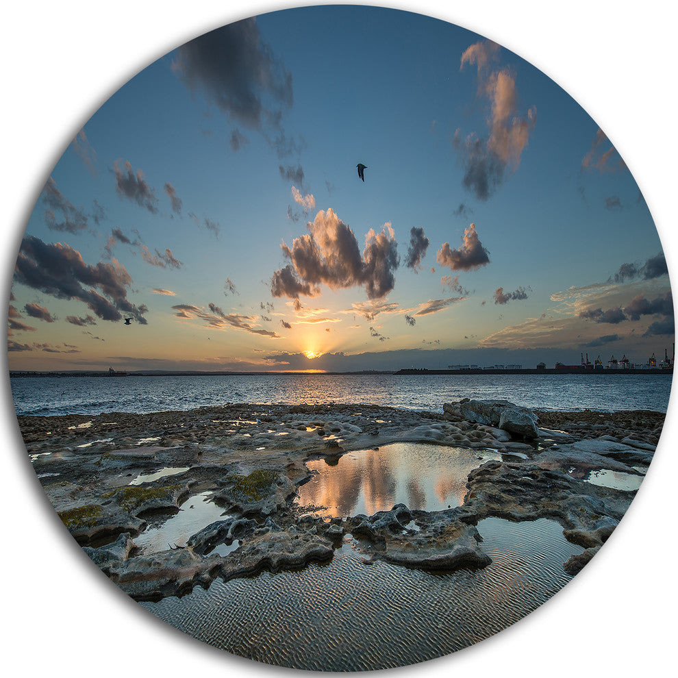 Sunset At La Perouse Sydney, Landscape Large Disc Metal Wall Art, 11"